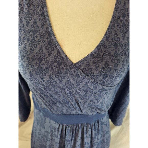 Athleta Womens Dress Faux Wrap Stretch Blue Floral 3/4 Sleeve Size S Small - Picture 3 of 6